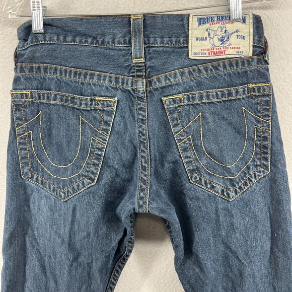 TRUE RELIGION Jeans Mens 30 Straight Basic Old Multi Wheat Denim Cotton Blue - Picture 1 of 16